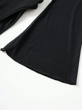Contrast Mesh Ruched Bustier Flare Sleeve Bodysuit
